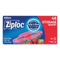 Ziploc Double Zipper Storage Bags, 1 qt, 1.75 mil, 9.63 x 8.5, Clear, PK48 314469BX